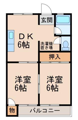 プラザ浜の宮(2DK/2階)の間取り写真