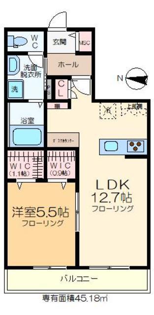 エバーブライトワン(1LDK/2階)の間取り写真