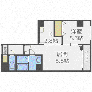 エステラ南3条館A(1LDK/4階)の間取り写真
