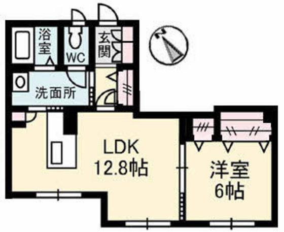 ガーデンズスクエア庚午 壱番館(1LDK/1階)の間取り写真