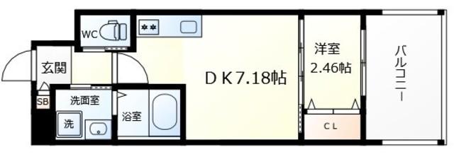 テラ浅香山(1DK/5階)の間取り写真