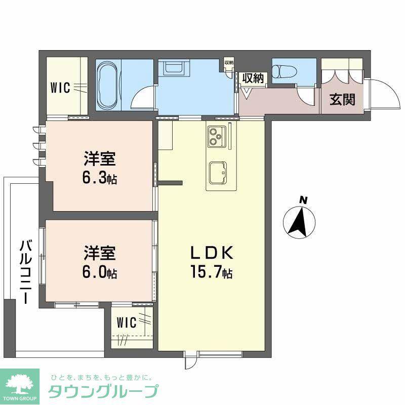 アンシャンテ長町南(2LDK/2階)の間取り写真