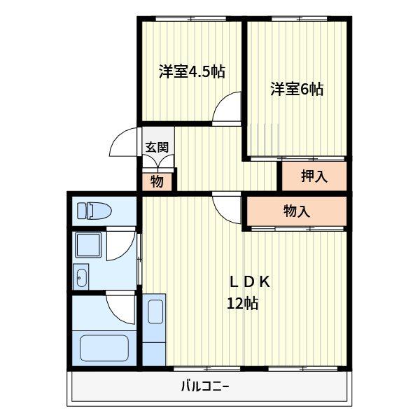原マンション(2LDK/3階)の間取り写真