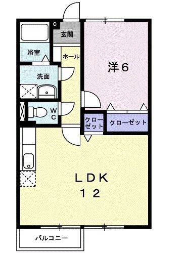 リヴェールB(1LDK/2階)の間取り写真