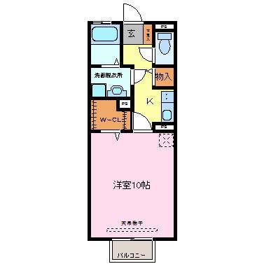 リビングタウンかじま台II(1K/1階)の間取り写真