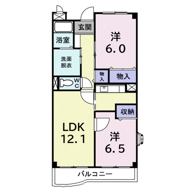 エステート草加第壱館(2LDK/1階)の間取り写真