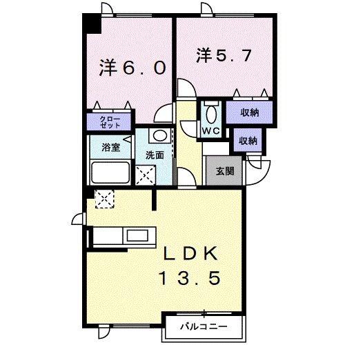 レスプランドール(2LDK/1階)の間取り写真
