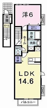 カーサ・デ・北在家(1LDK/2階)の間取り写真