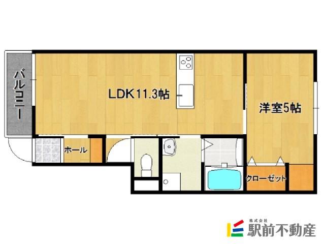 エスカレント姫方(1LDK/1階)の間取り写真