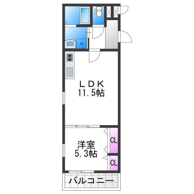 フジパレス今川II番館(1LDK/2階)の間取り写真