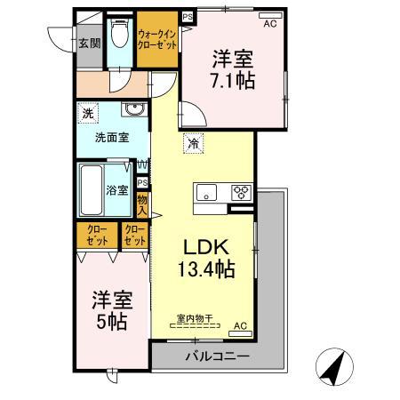 M&S RESIDENCE(2LDK/3階)の間取り写真