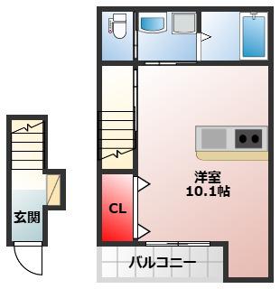 WELL-BEING和泉大宮(ワンルーム/2階)の間取り写真