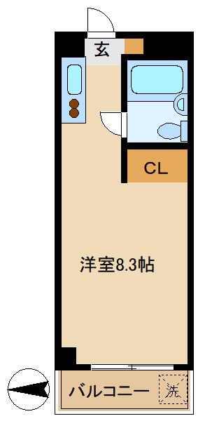 旗の台アネックス(ワンルーム/3階)の間取り写真