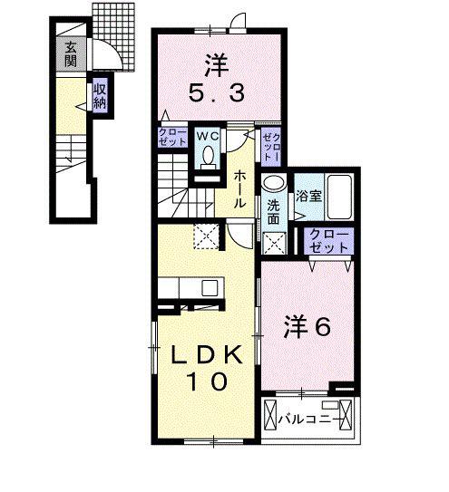 イル マーレ(2LDK/2階)の間取り写真