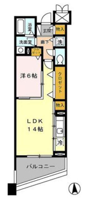 モンテバレ等々力(1LDK/5階)の間取り写真