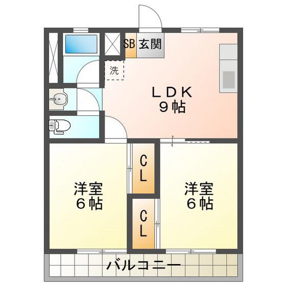 津INCOURT練木(2LDK/4階)の間取り写真