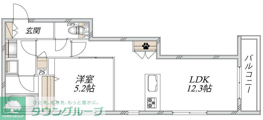 ロコティーダ武蔵中原(1LDK/3階)の間取り写真