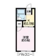 ハイネス能島II(1K/2階)の間取り写真
