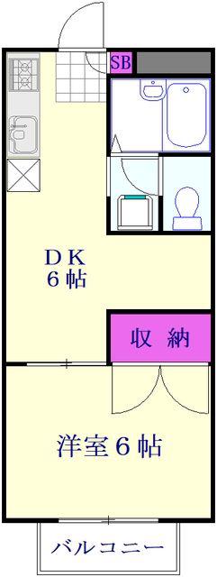 メゾンシャンテール(1DK/2階)の間取り写真