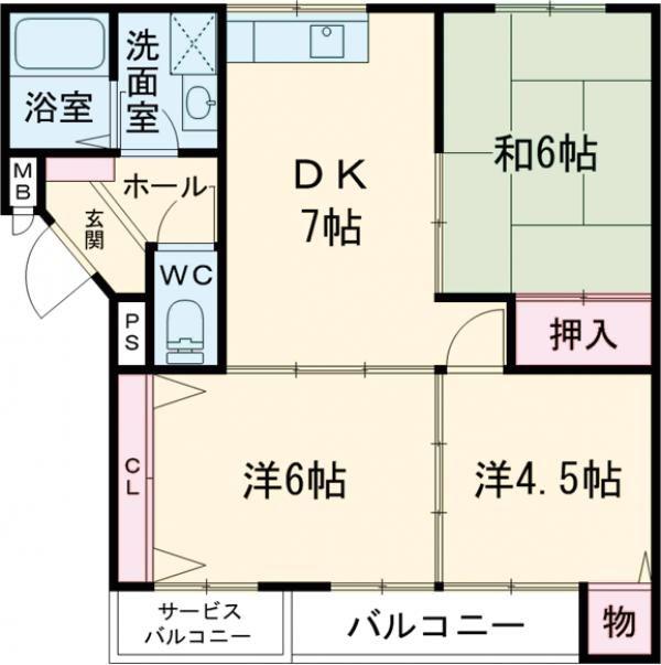 グリーンヒル2(3DK/2階)の間取り写真