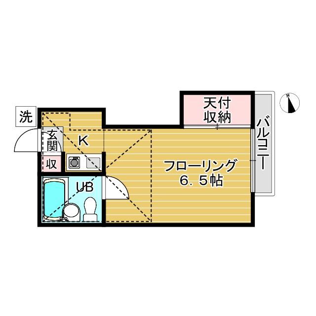 パインコート(ワンルーム/2階)の間取り写真