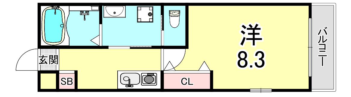 ワコーレヴィータ垂水日向(1K/1階)の間取り写真