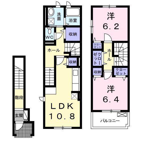 ヴィラ・サウス(2LDK/2階)の間取り写真