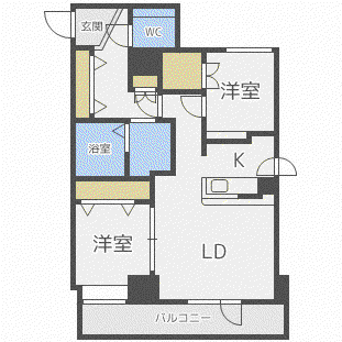 ピュア東彩館II(2LDK/6階)の間取り写真