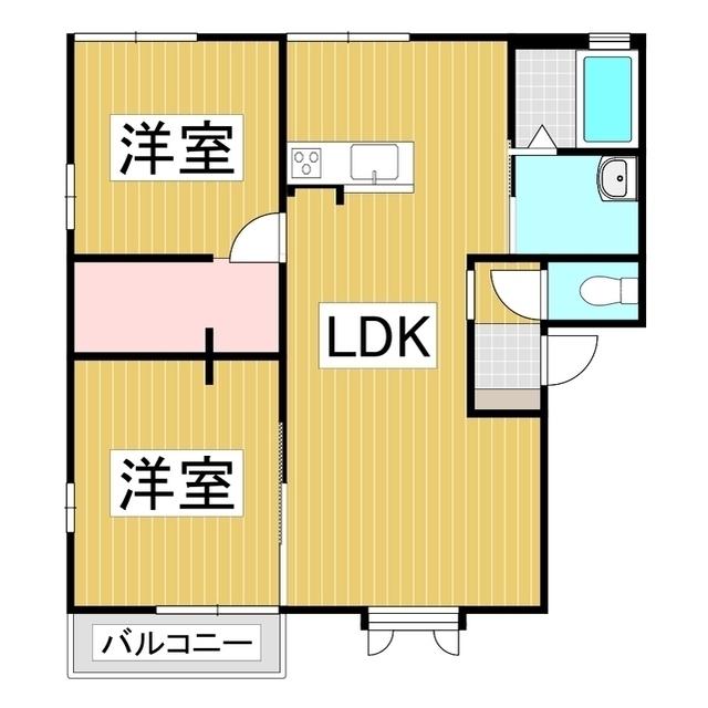 プルミエール桐原A棟(2LDK/1階)の間取り写真