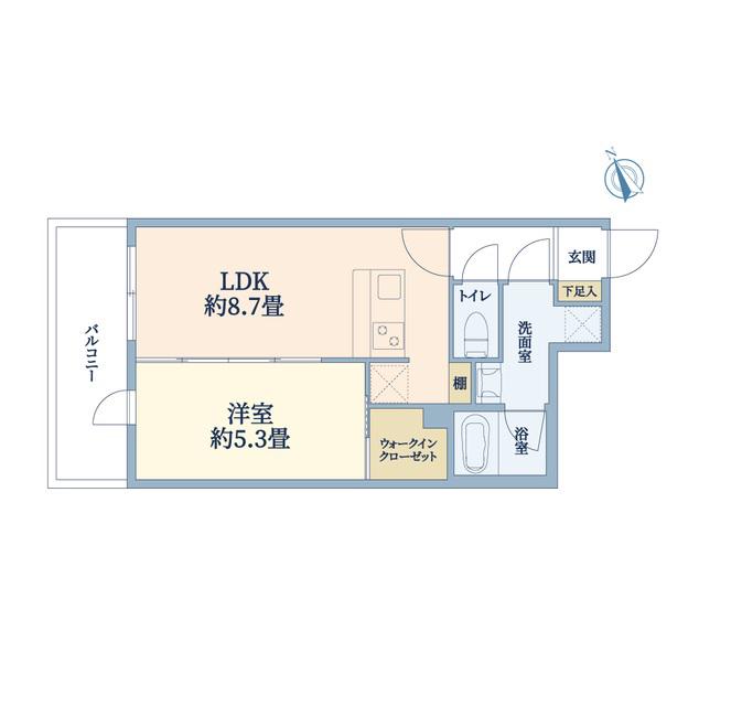 ウェルスクエア万代東(1LDK/2階)の間取り写真