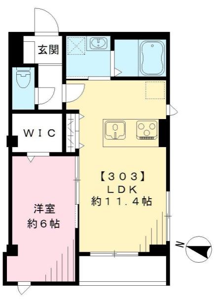 ノース SIDE 11 ノースサイドイレブン(1LDK/3階)の間取り写真