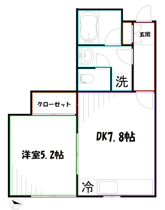 中町3丁目(1DK/1階)の間取り写真