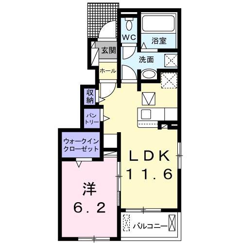 ボ・セジュールB(1LDK/1階)の間取り写真