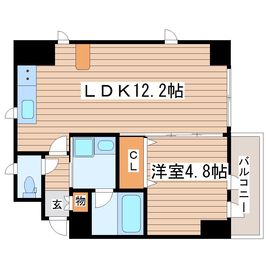 青葉勾当台ビル(1LDK/4階)の間取り写真