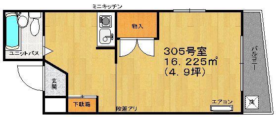 ロングヒルハイツ池袋(ワンルーム/3階)の間取り写真