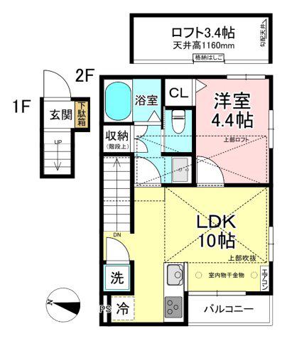 平1丁目共同(1LDK/2階)の間取り写真