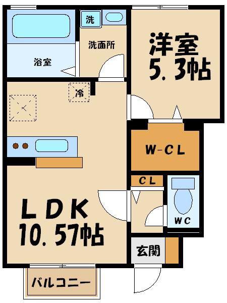 LA VIE(1LDK/1階)の間取り写真