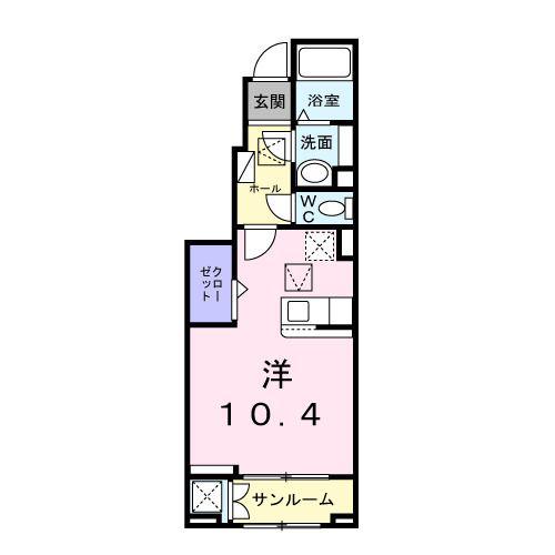 白河市高山アパート(ワンルーム/1階)の間取り写真