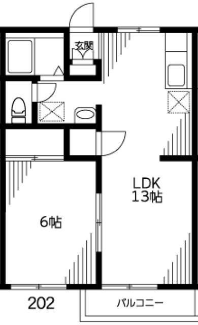 ベルハイム(1LDK/2階)の間取り写真