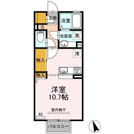 クラレス A(ワンルーム/2階)の間取り写真