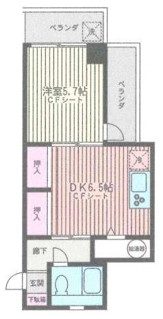 コーポ永岡(1DK/4階)の間取り写真