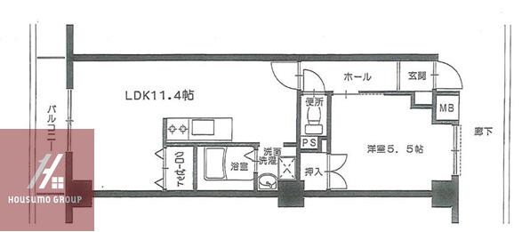大拓ハイツ7(1LDK/4階)の間取り写真