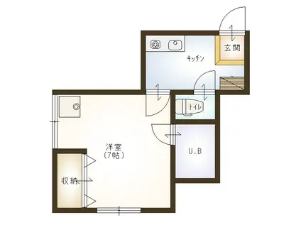 プチハウス(1K/2階)の間取り写真