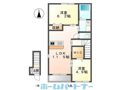 ヴィクトワール(2LDK/2階)の間取り写真