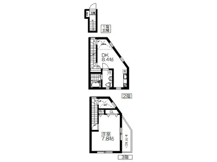 カーサ多摩グリーン(1DK/2階)の間取り写真