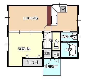 旭マンション(1LDK/2階)の間取り写真
