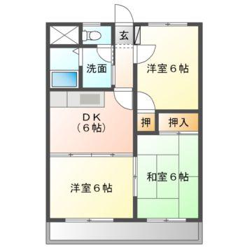 あけぼのマンション(3DK/3階)の間取り写真