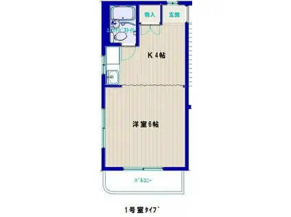 ドミトリーII(1K/3階)の間取り写真
