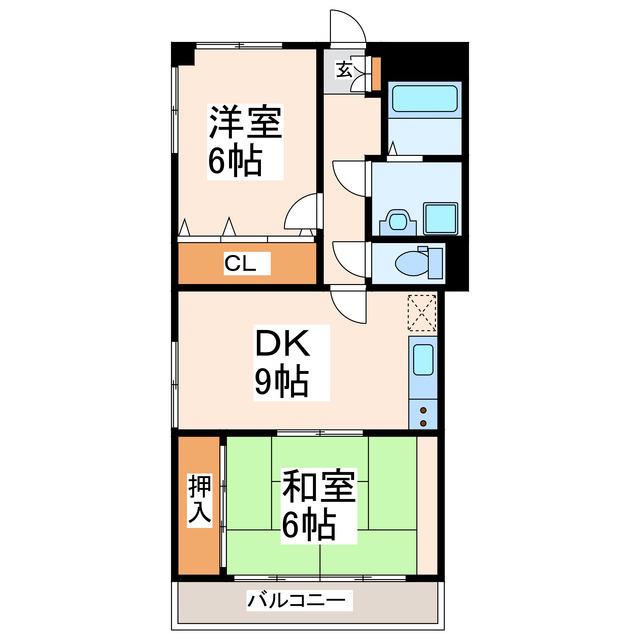 ハイムフルール(2DK/3階)の間取り写真