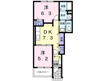 HAYATEII(2DK/1階)の間取り写真